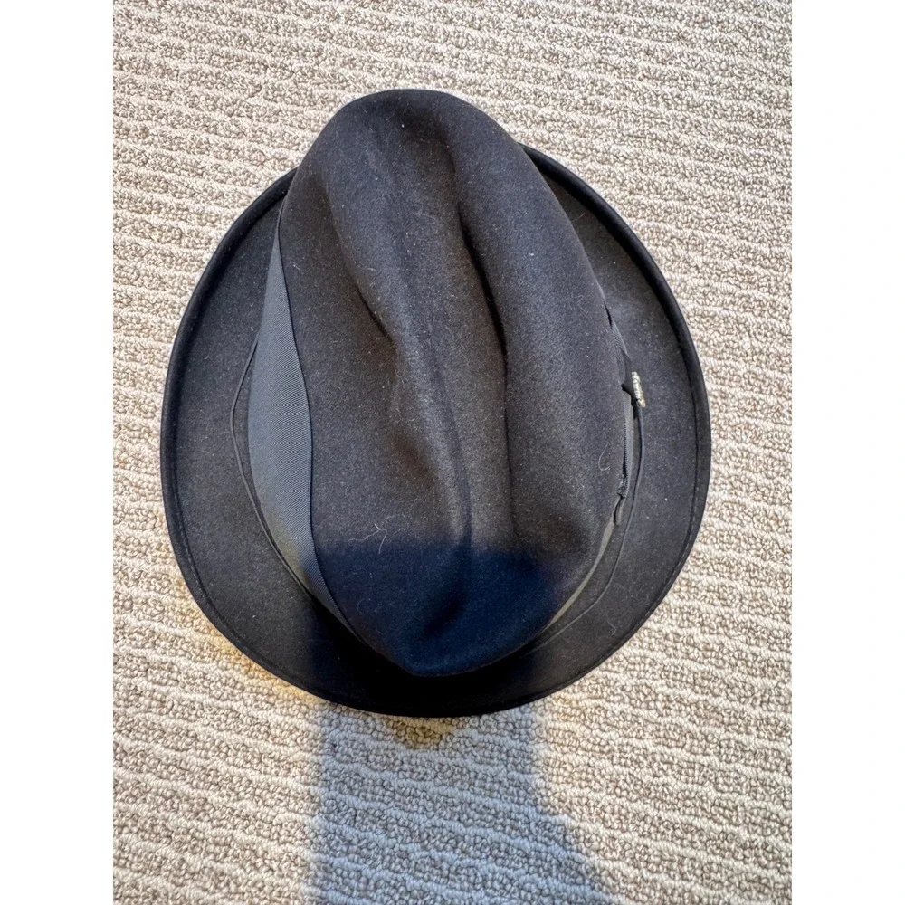 Vintage Champ Wool Felt Fedora Hat Black Mens‎ Size 7 1/8 Classic Dress USA